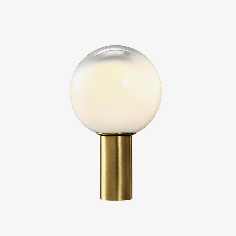 Lampe design LED dorée en verre blanc
