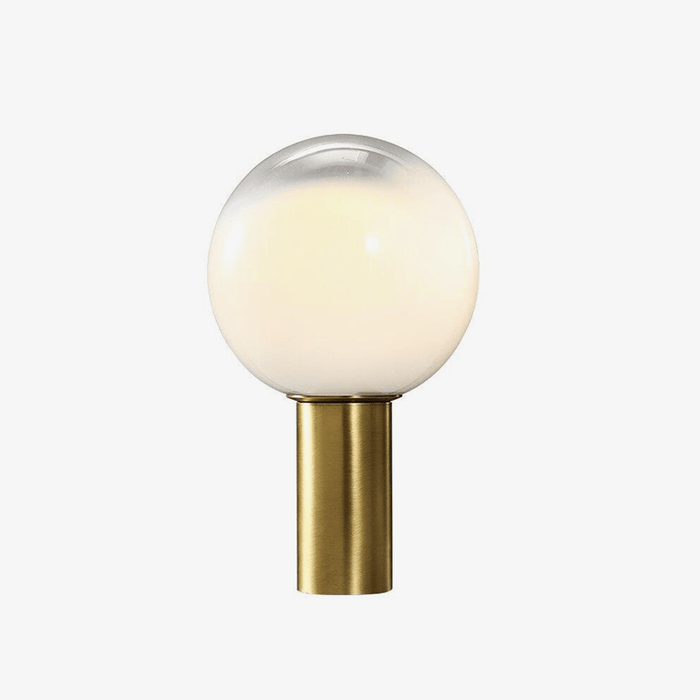 Lampe design LED dorée en verre blanc