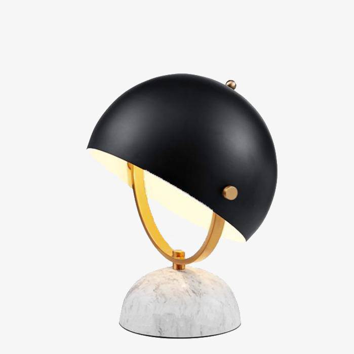 Lampe à poser design en marbre et LED, abat-jour noir