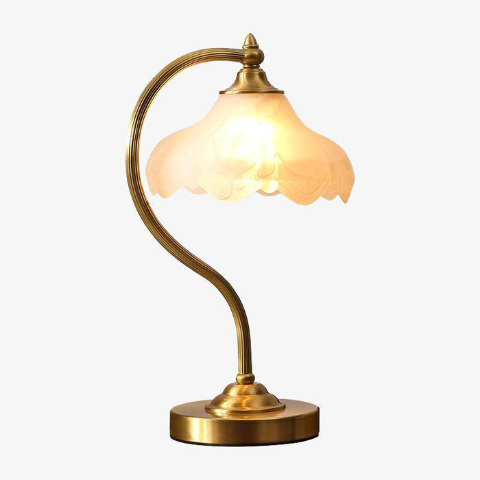 Lampe de table dorée avec abat-jour en verre Copper