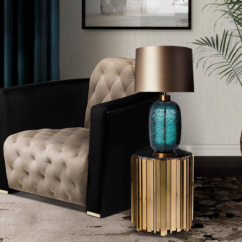 Lampe à poser LED design en verre et métal | Marco Lucetti Bleu