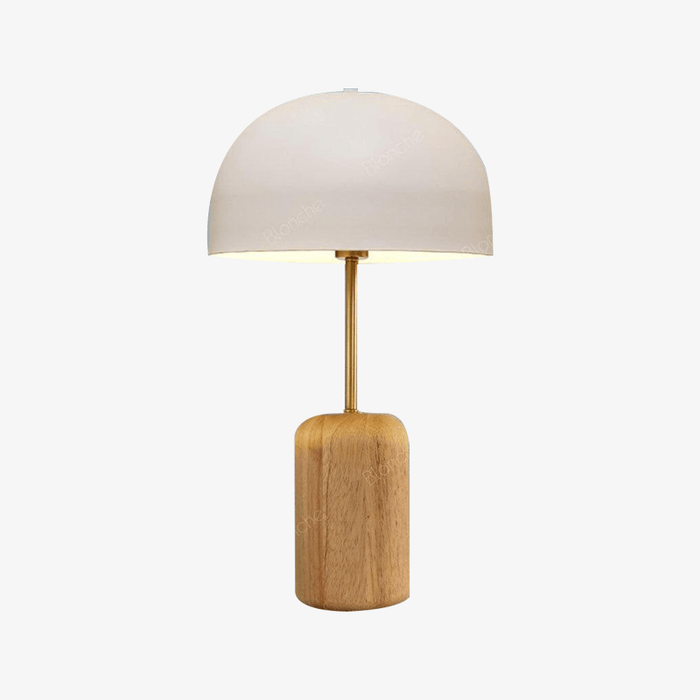 Lampe LED en bois avec abat-jour blanc