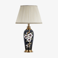Lampe à poser LED en céramique noire, style Japonais