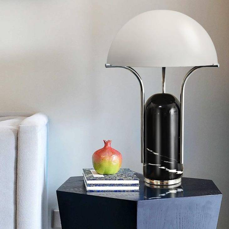 Lampe à poser LED en métal et marbre style Mushroom - Élégance Illuminée | Marco Lucetti