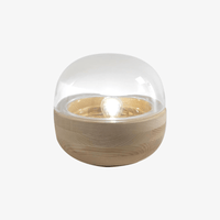 Lampe à poser LED design en bois et verre