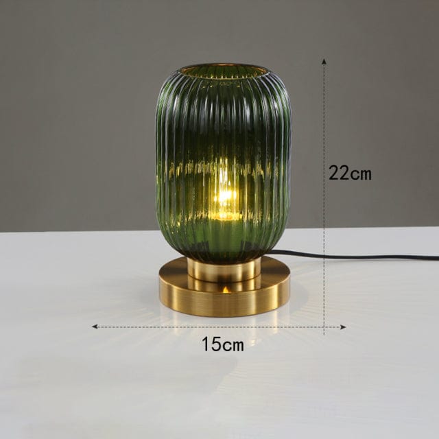 Lampe à poser Quinn en verre coloré et base dorée | Marco Lucetti