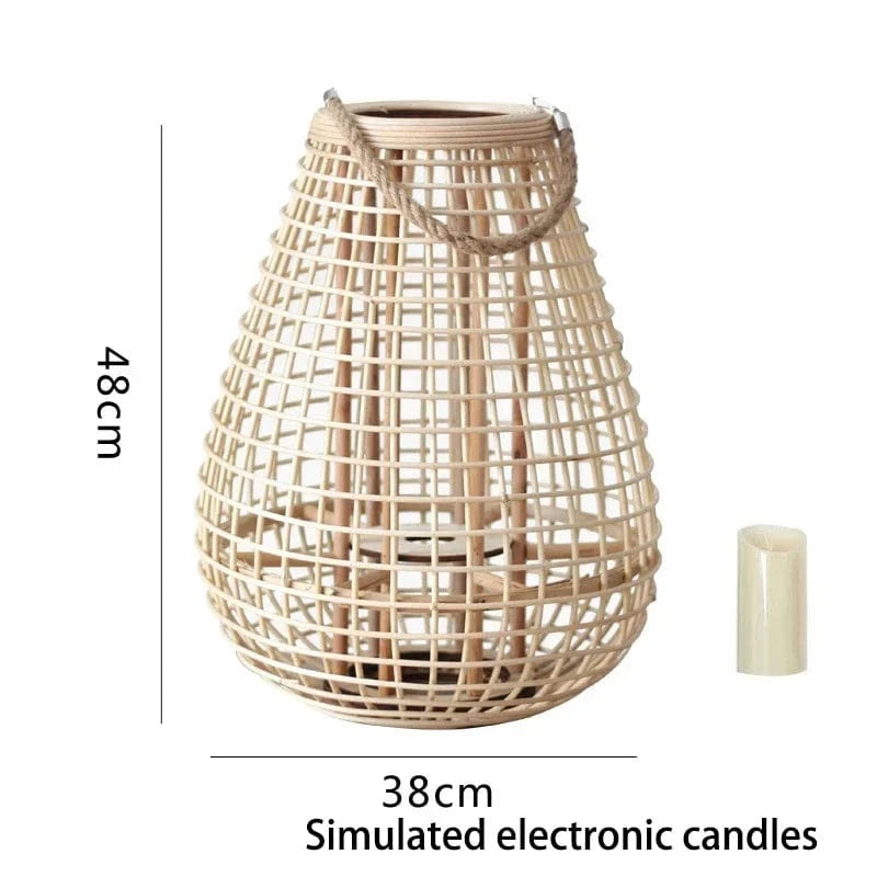 Lampe à vent en rotin avec pieds - Collection Breeze | Marco Lucetti A Bougies simulées L