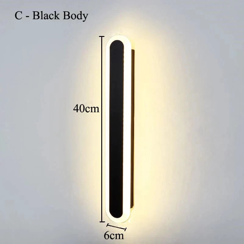 Lampe Applique Déco 15W Acrylique | Marco Lucetti Corps Noir - C / Lumière blanche chaude / 40 cm de longueur | AC220-240V