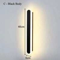 Lampe Applique Déco 15W Acrylique | Marco Lucetti Corps Noir - C / Lumière blanche chaude / 40 cm de longueur | AC220-240V