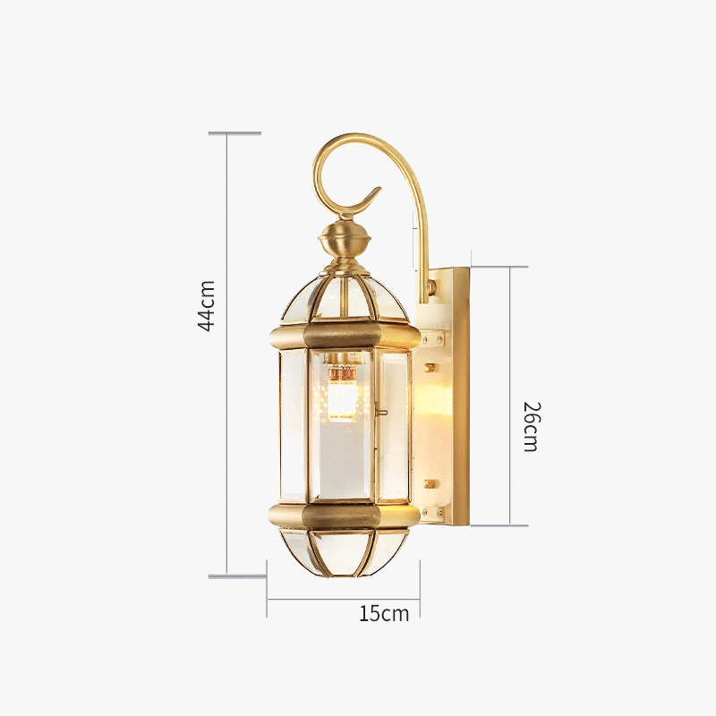 Lampe Applique Extérieure Villa Luxe Rétro Or Cuivre | Marco Lucetti