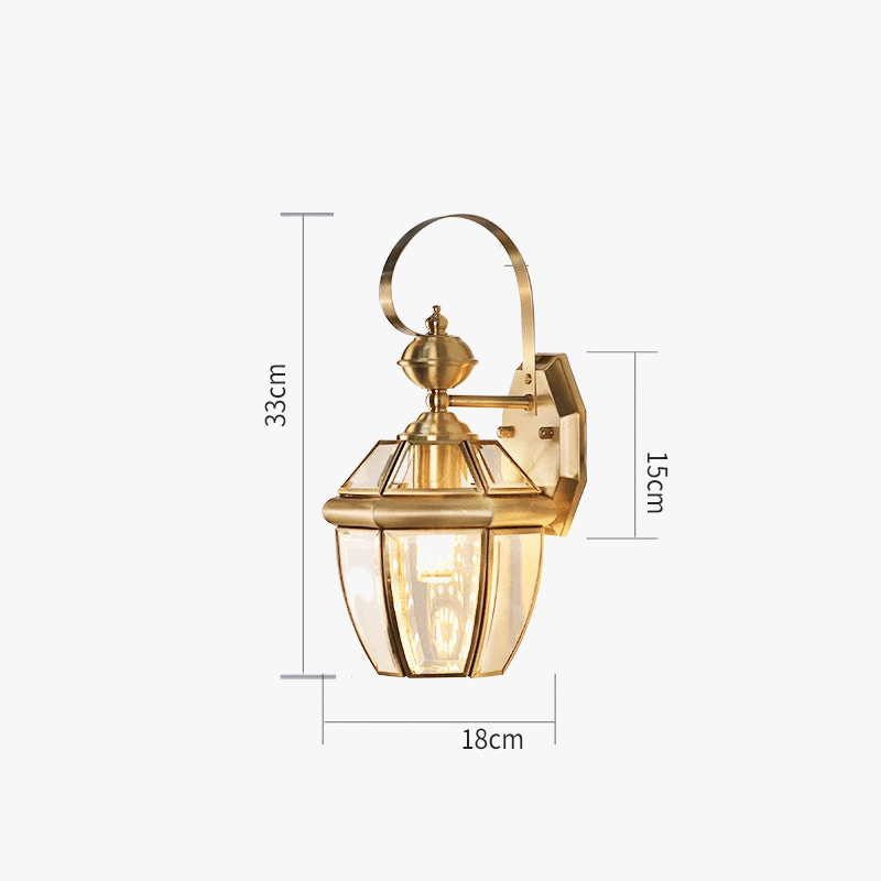 Lampe Applique Extérieure Villa Luxe Rétro Or Cuivre | Marco Lucetti