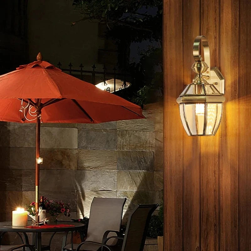 Lampe Applique Extérieure Villa Luxe Rétro Or Cuivre | Marco Lucetti