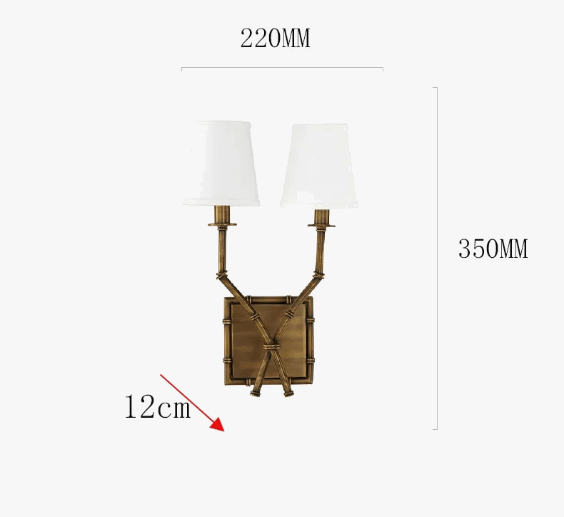 Lampe Applique Nordique Double Tête en Fer Forgé et Bambou Bouleau | Marco Lucetti