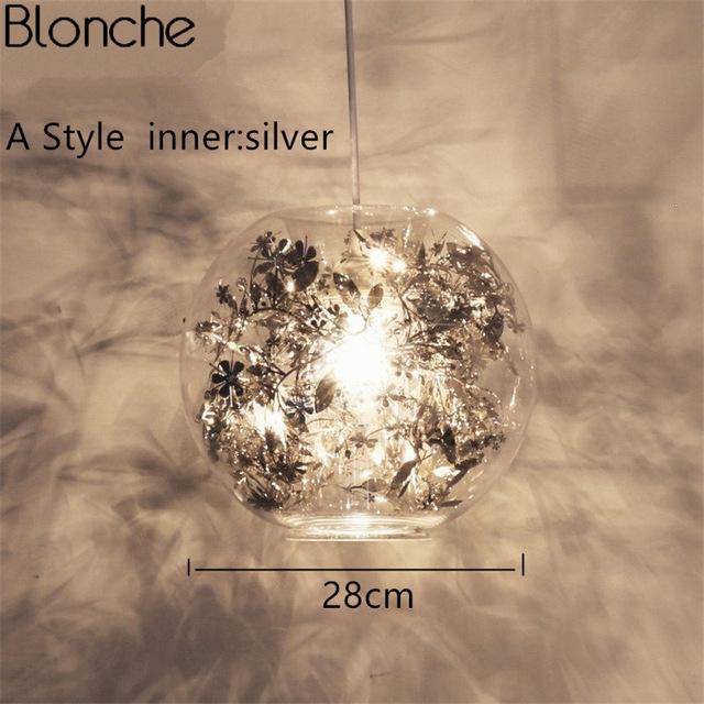 Lampe Boule Glass Leaves | Marco Lucetti Argenté - 28cm