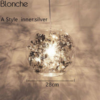 Lampe Boule Glass Leaves | Marco Lucetti Argenté - 28cm
