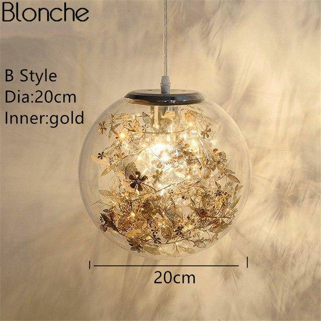 Lampe Boule Glass Leaves | Marco Lucetti Doré - 20cm