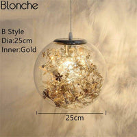 Lampe Boule Glass Leaves | Marco Lucetti Doré - 25cm
