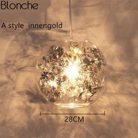 Lampe Boule Glass Leaves | Marco Lucetti Doré - 28cm