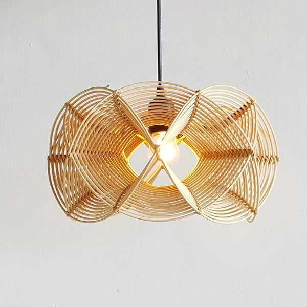 Lampe créative en rotin minimaliste, artisanale et design | Marco Lucetti Rotin de couleur primaire / Personnalisé 80x55cm