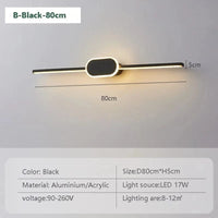 Lampe d'Applique Murale LED Moderne 60CM Miroir Lumineux À Bande Longue - Base Carrée  | Marco Lucetti LWL040B Noir 60cm / Lumière neutre