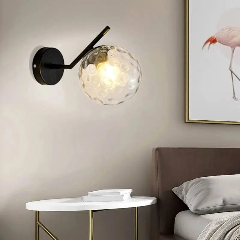 Lampe de applique murale LED boule de verre postmoderne - Élégance Luxe Gold | Marco Lucetti