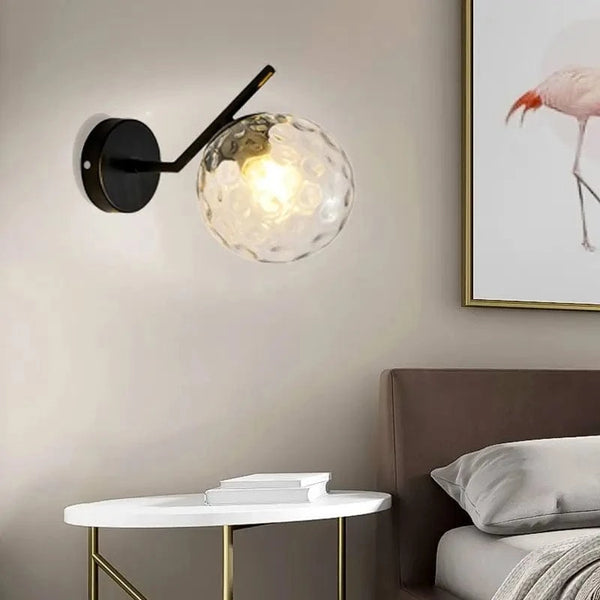 Lampe de applique murale LED boule de verre postmoderne - Élégance Luxe Gold | Marco Lucetti