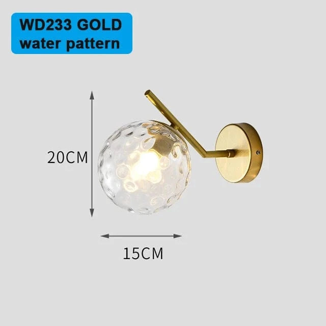 Lampe de applique murale LED boule de verre postmoderne - Élégance Luxe Gold | Marco Lucetti Motif d&#39;eau dorée 1 / Blanc chaud (2700-3500K)