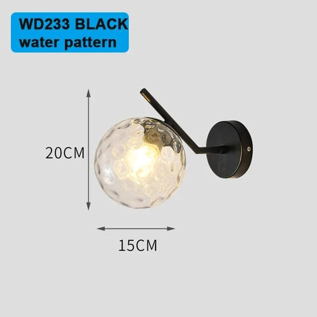 Lampe de applique murale LED boule de verre postmoderne - Élégance Luxe Gold | Marco Lucetti Motif d&#39;eau dorée / Blanc chaud (2700-3500K)