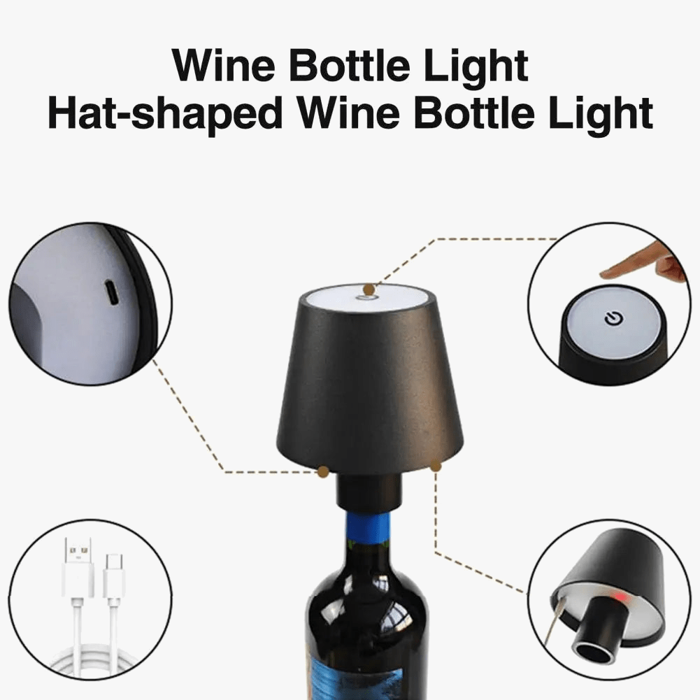 Lampe de Bouteille de Vin sans Fil Portable pour Bars et Événements - Éclat Vinifié | Marco Lucetti