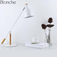 Lampe de bureau à LED ajustable, design métal et bois | Marco Lucetti Blanc