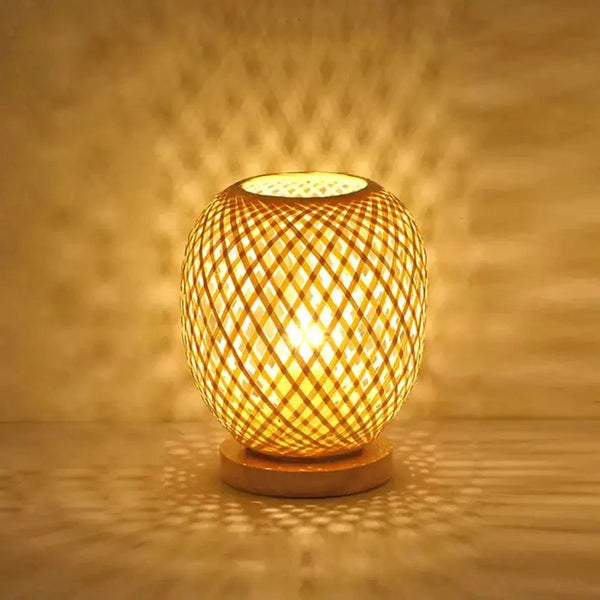 Lampe de bureau en rotin et bambou vintage - Décoration bois | Marco Lucetti