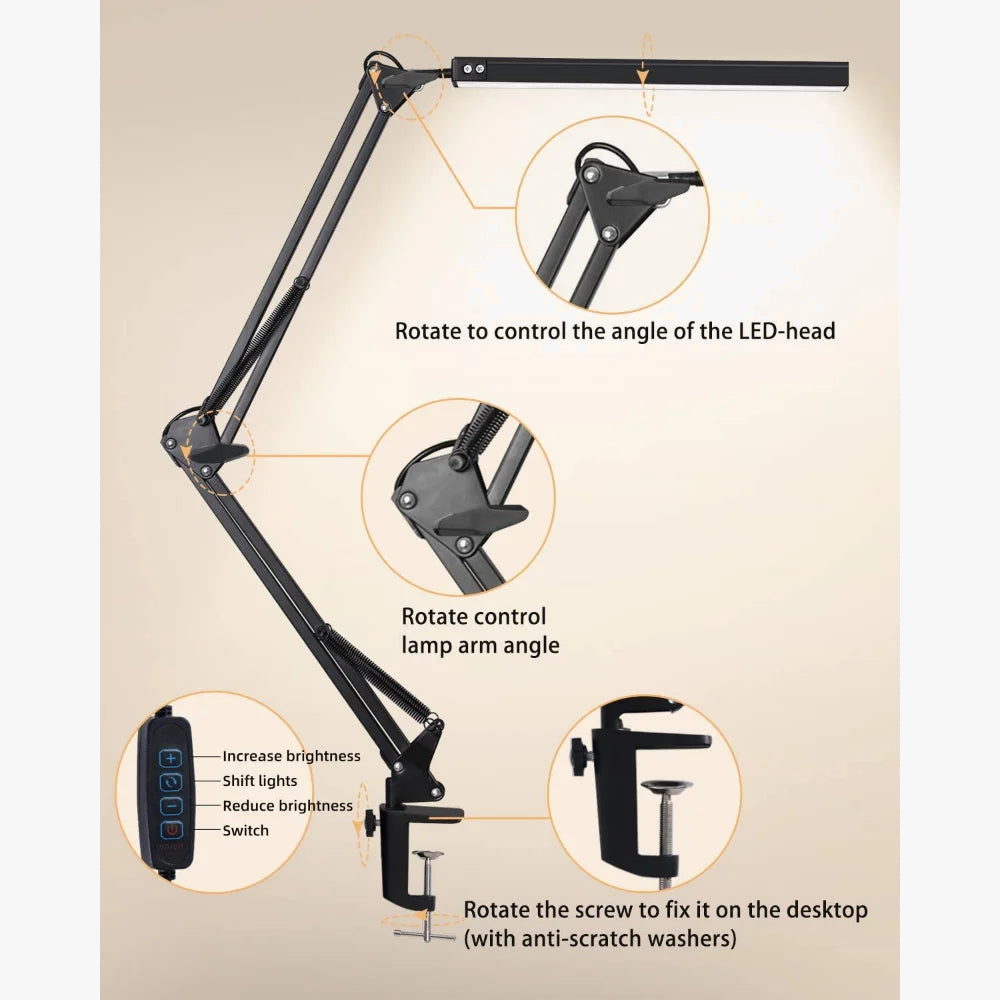 Lampe de bureau LED 10W avec pince
