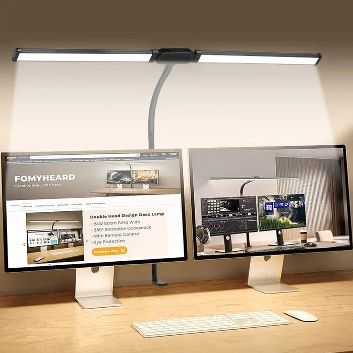 Lampe de bureau LED double tête ajustable en continu avec USB pour éclairer votre espace de travail | Marco Lucetti