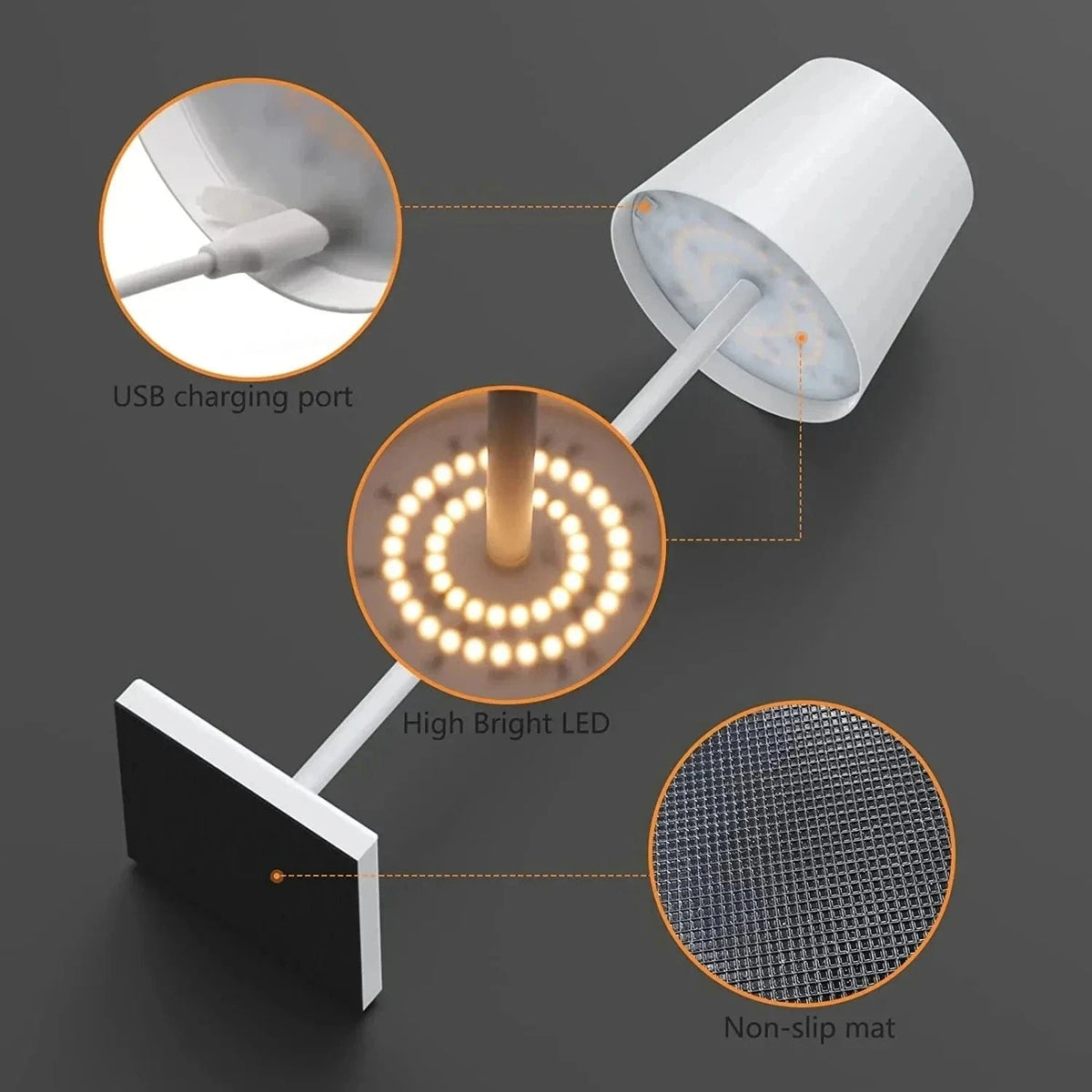 Lampe de bureau LED en alliage d'aluminium - Rechargeable via USB | Marco Lucetti