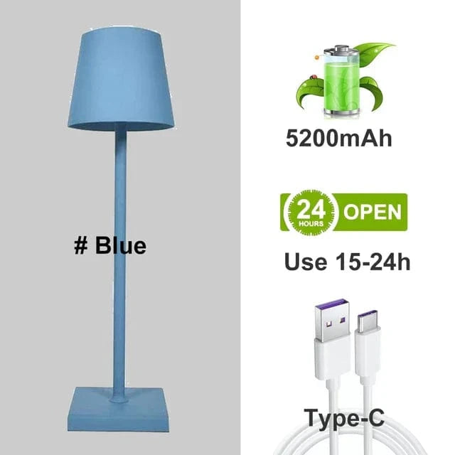 Lampe de bureau LED en alliage d'aluminium - Rechargeable via USB | Marco Lucetti Bleu