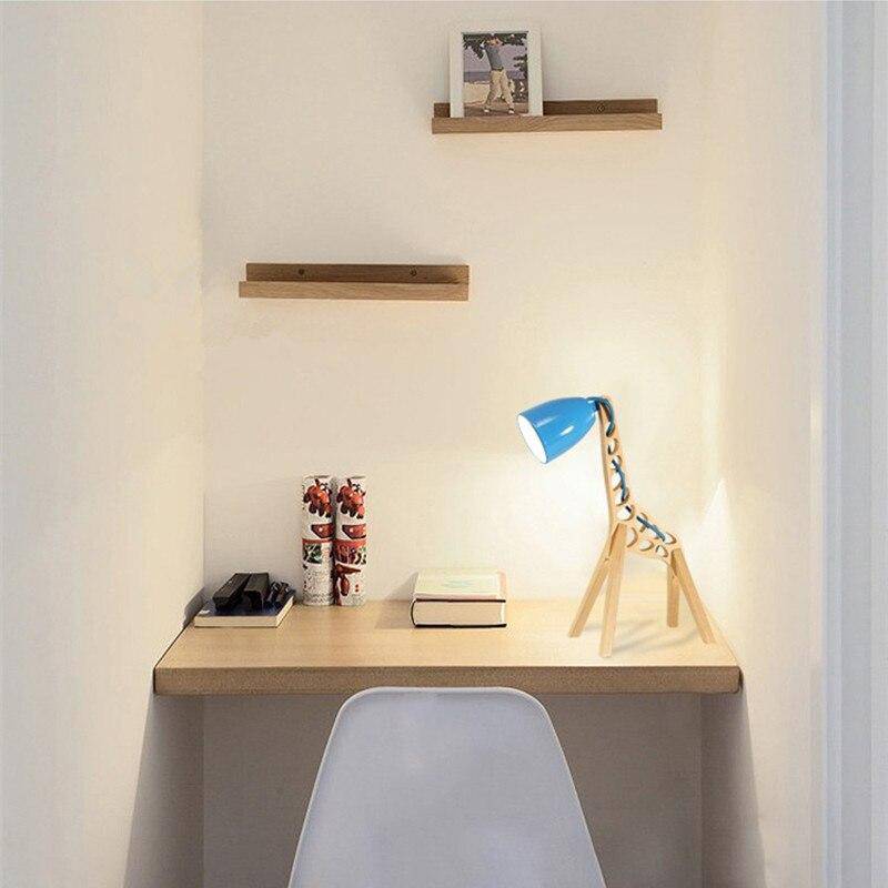Lampe de bureau LED en bois Girafe, design moderne | Marco Lucetti Bleu