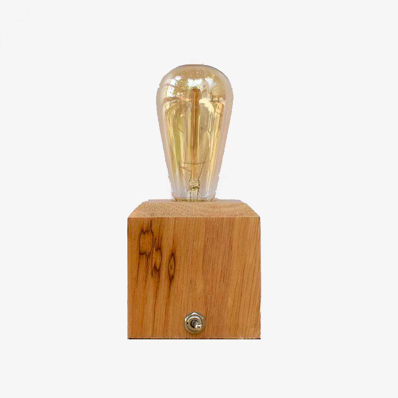 Lampe de bureau ou de chevet avec socle en bois cubique | Marco Lucetti EU