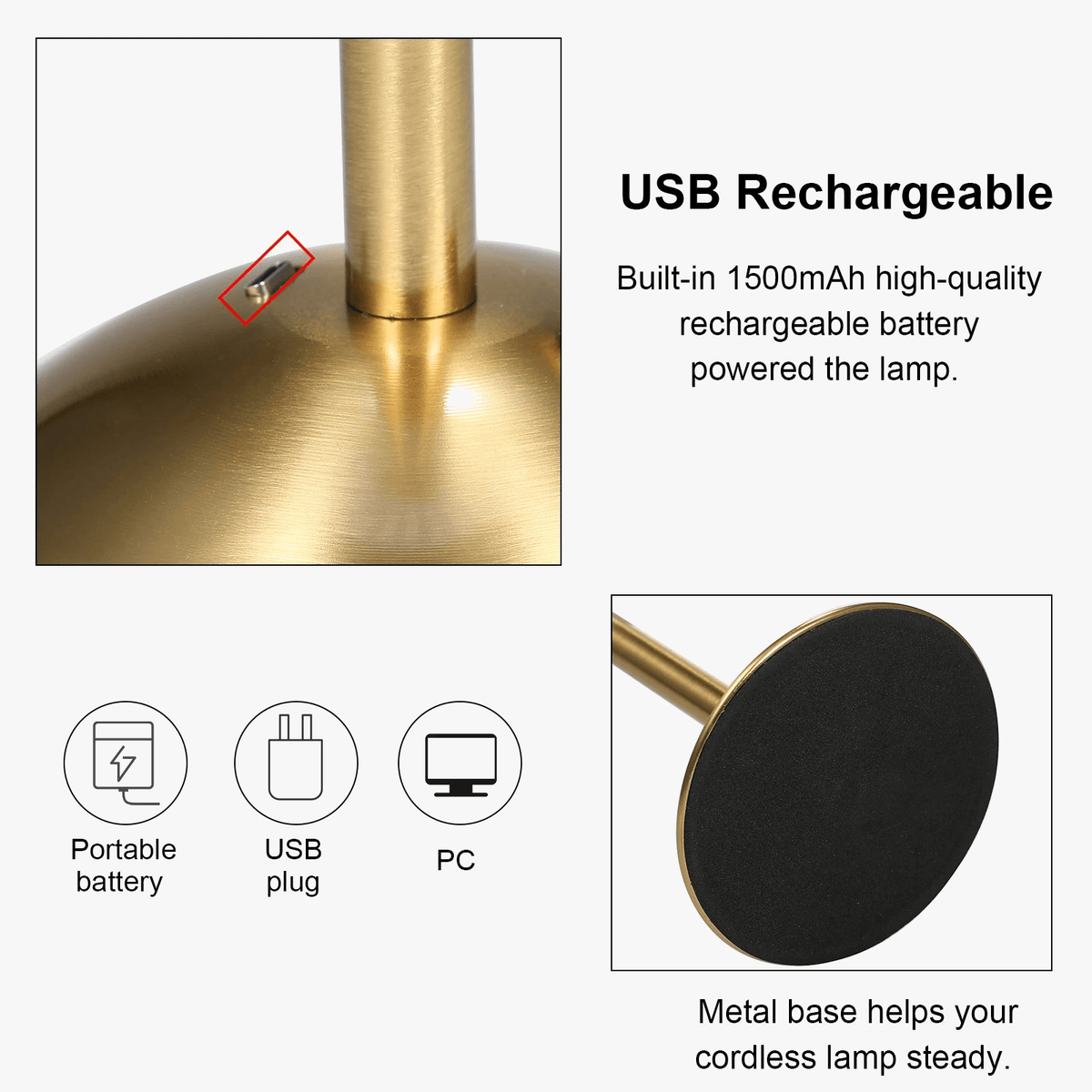 Lampe de bureau rechargeable USB à LED multi-couleurs | Marco Lucetti