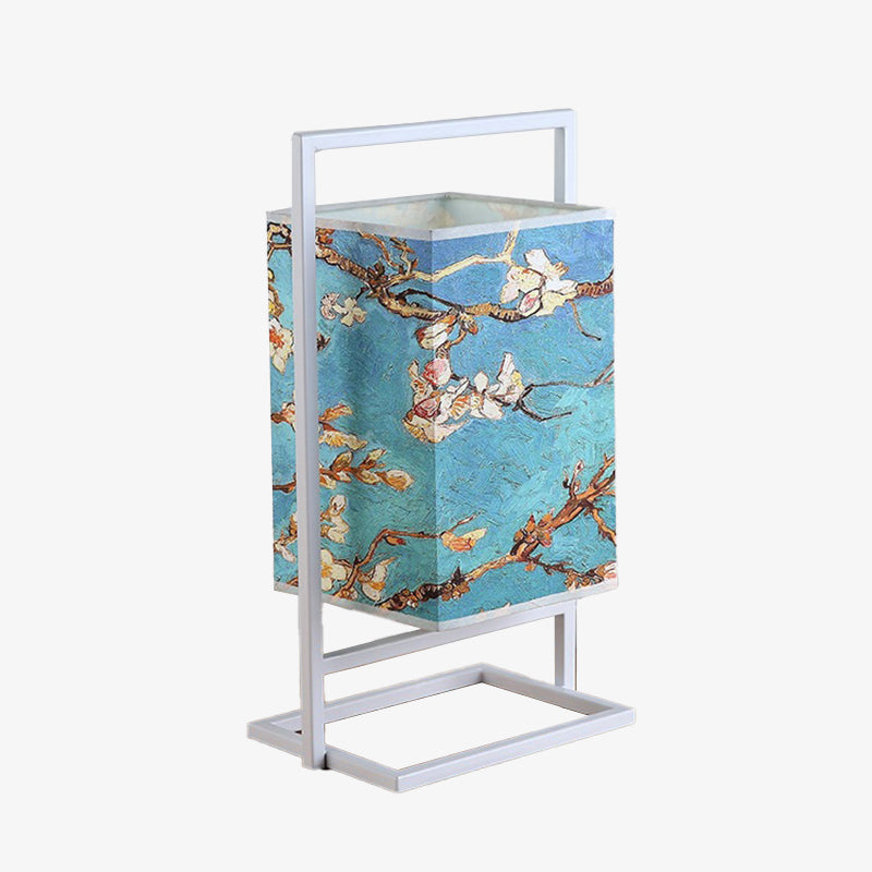 Lampe de bureau rétro blanche en tissu et métal Miot