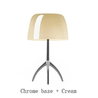Lampe de bureau trépied postmoderne par un styliste italien renommé | Marco Lucetti Chrome et crème / Petit 20x35cm