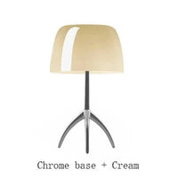 Lampe de bureau trépied postmoderne par un styliste italien renommé | Marco Lucetti Chrome et crème / Petit 20x35cm