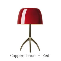 Lampe de bureau trépied postmoderne par un styliste italien renommé | Marco Lucetti Cuivre et Rouge / Petit 20x35cm