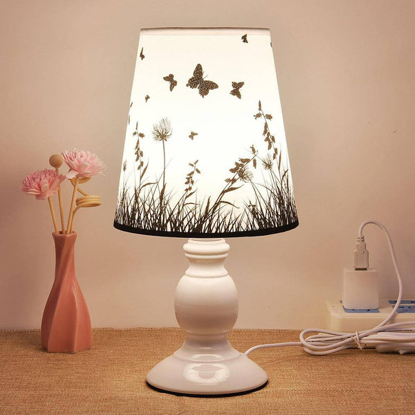 Lampe de chevet blanche avec abat-jour floral | Marco Lucetti