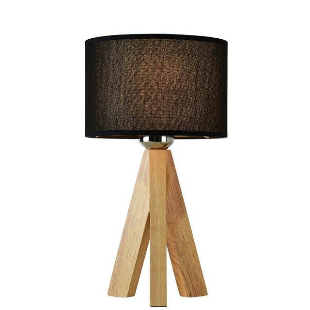 Lampe de chevet Chic en Tissu et Bois | Marco Lucetti Noir