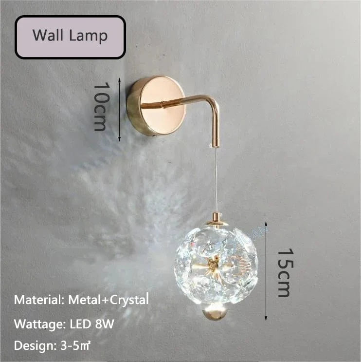 Lampe de chevet cristal suspendue avec gradation à distance | Marco Lucetti Applique / 3 Température de couleur