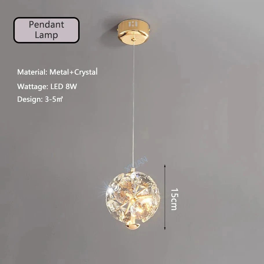 Lampe de chevet cristal suspendue avec gradation à distance | Marco Lucetti Lampe à suspension / 3 Température de couleur