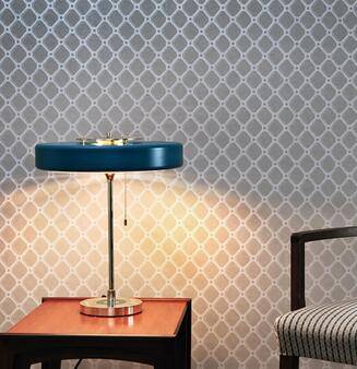 Lampe de chevet design : doré avec abat-jour blanc. | Marco Lucetti Bleu