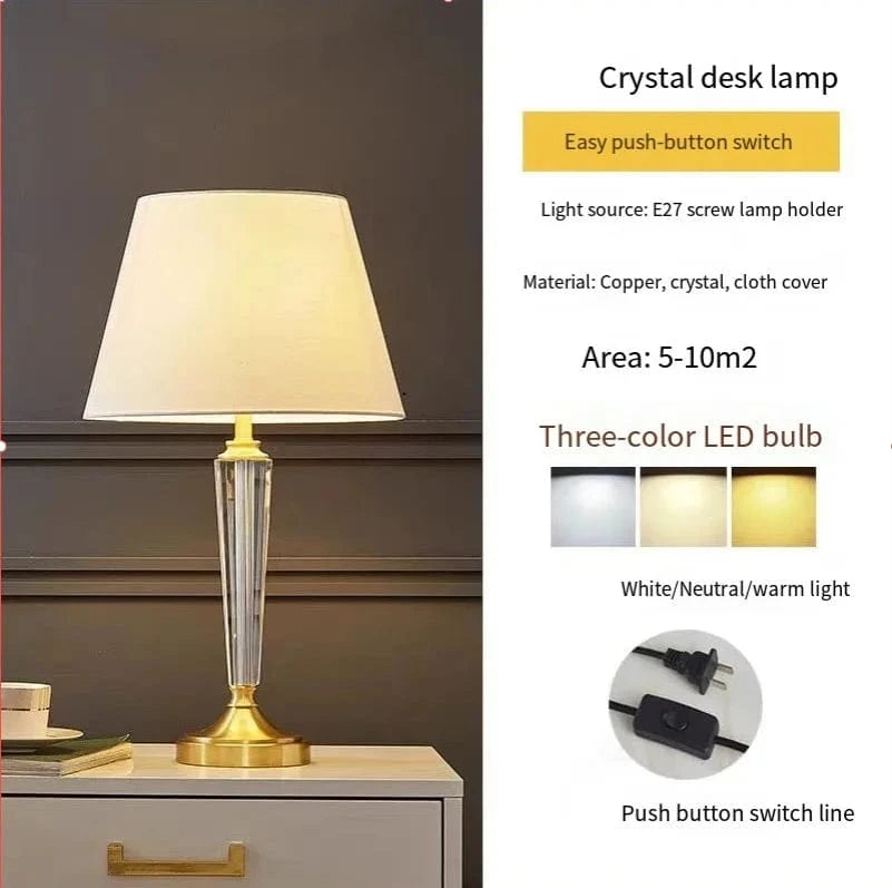 Lampe de chevet en cristal et cuivre de luxe européenne | Marco Lucetti Tout en cuivre