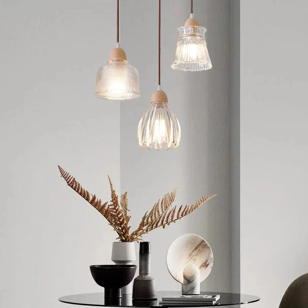 Lampe de chevet en verre et bois avec LED E27 - Suspension | Marco Lucetti