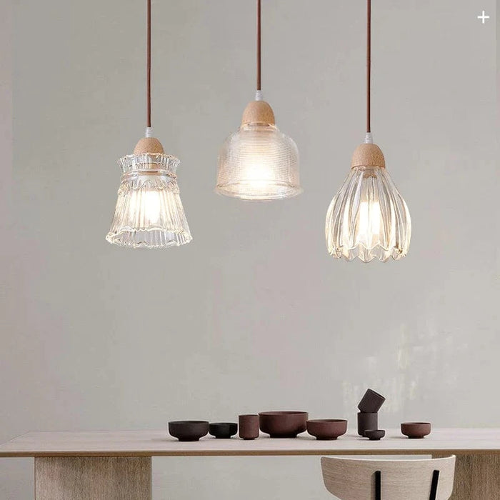 Lampe de chevet en verre et bois avec LED E27 - Suspension | Marco Lucetti